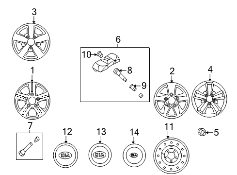 2007 Kia Sorento Wheels, Covers & Trim Wheel Assembly-Steel Diagram for 529103E900