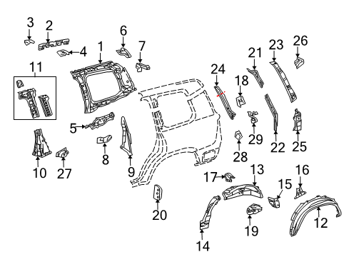 2016 Toyota Land Cruiser Inner Structure - Quarter Panel Front Panel Diagram for 61062-60120