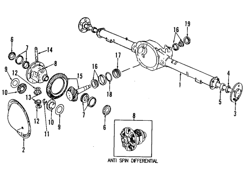 1999 Dodge Ram 1500 Rear Axle, Differential, Propeller Shaft Drive Shaft Diagram for 52105836AA