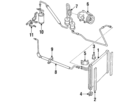 1998 Ford Mustang A/C Condenser, Compressor & Lines Manifold Diagram for F7ZZ19D734AA