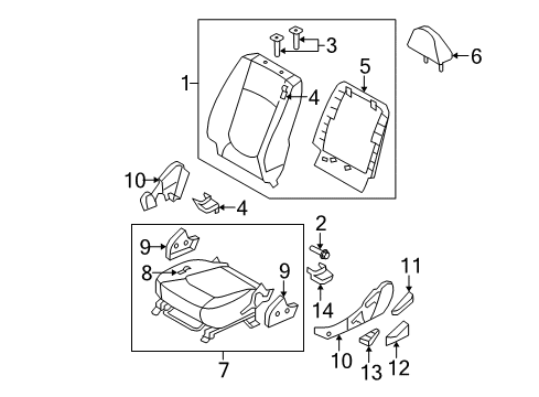 2007 Kia Spectra Front Seat Components Guide Assembly-Headrest Diagram for 883952F00087