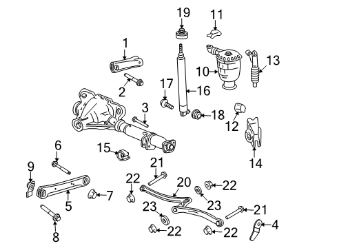 2009 Mercury Grand Marquis Rear Suspension Components, Lower Control Arm, Upper Control Arm, Ride Control, Stabilizer Bar Height Sensor Diagram for 8W1Z-5359-A