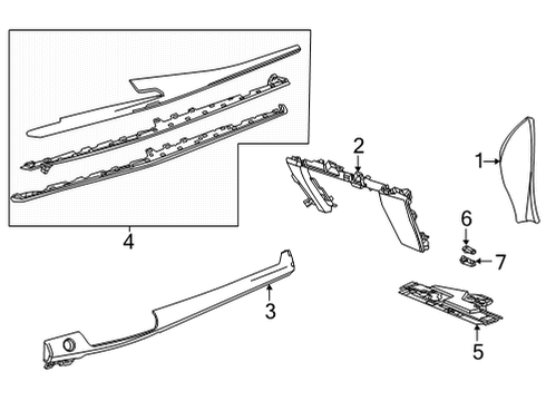 2021 Cadillac Escalade ESV Cluster & Switches, Instrument Panel Applique Diagram for 84940579