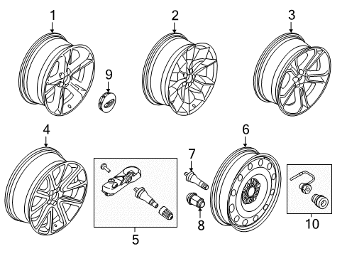 2011 Ford Explorer Wheels Wheel, Alloy Diagram for BB5Z-1007-B