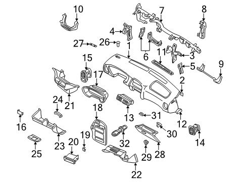 1997 Nissan Pathfinder Instrument Panel Pocket Instrument Diagram for 68475-35F00