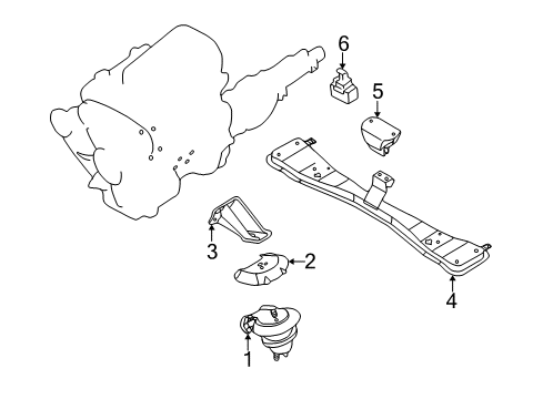 2000 Nissan Pathfinder Engine & Trans Mounting Dynamic Damper Assembly Diagram for 11375-4W000