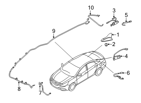 2011 Kia Optima Antenna & Radio Combination Antenna Assembly Diagram for 962502T400