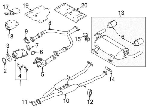 2020 Infiniti Q60 Exhaust Components Three Way Catalytic Diagram for B0802-6HL0A