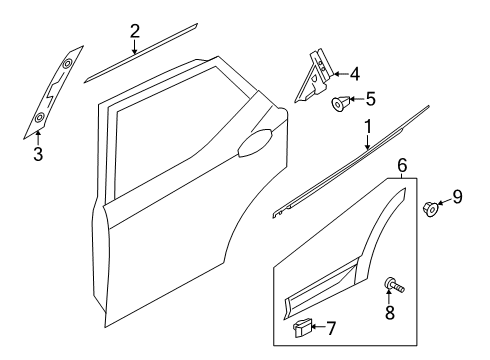 2019 Hyundai Santa Fe Exterior Trim - Rear Door MOULDING Assembly-RR Dr Frame, RH Diagram for 83860-S1001