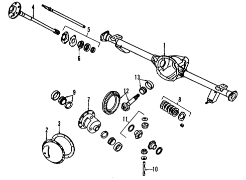 2002 Jeep Wrangler Rear Axle, Differential, Propeller Shaft Axle Shaft Diagram for 4882350