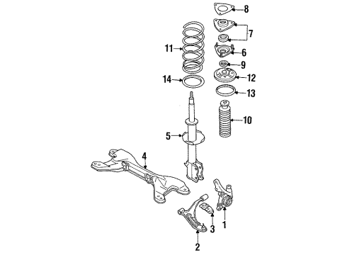 1991 Nissan NX Front Suspension Components, Stabilizer Bar STRUT Kit Front RH Diagram for 54302-50C28