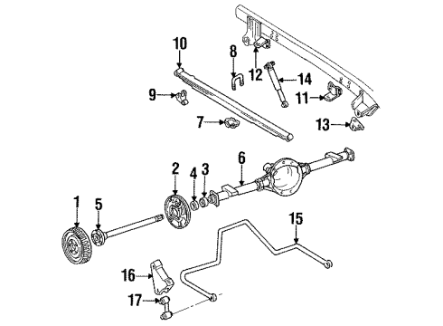 1995 Chevrolet C2500 Suburban Rear Suspension Components, Axle Components, Stabilizer Bar & Components Axle Shaft Diagram for 15522068