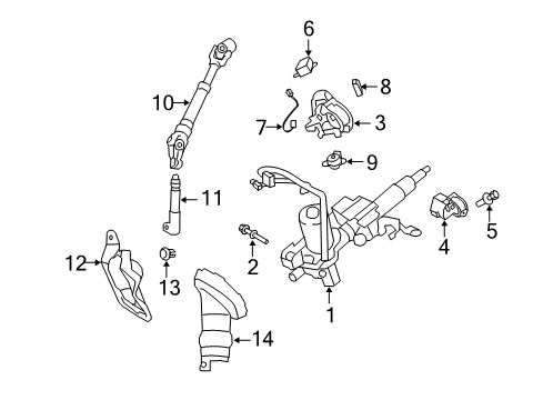 2010 Toyota Corolla Steering Column & Wheel, Steering Gear & Linkage Column Assembly Diagram for 45250-12C51