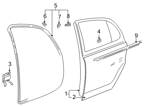 2000 Toyota Echo Rear Door Cover Diagram for 67836-52010