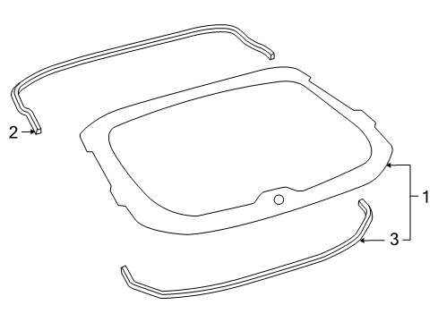 2004 Lexus RX330 Lift Gate - Glass & Hardware Moulding, Back Window, Outside Diagram for 75573-0E010