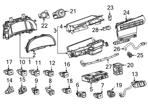 2022 Toyota Mirai Cluster & Switches, Instrument Panel Switch Diagram for 84975-62040