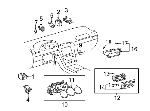 2002 Lexus ES300 Switches Switch Assy, Turn Signal Diagram for 84310-3T160