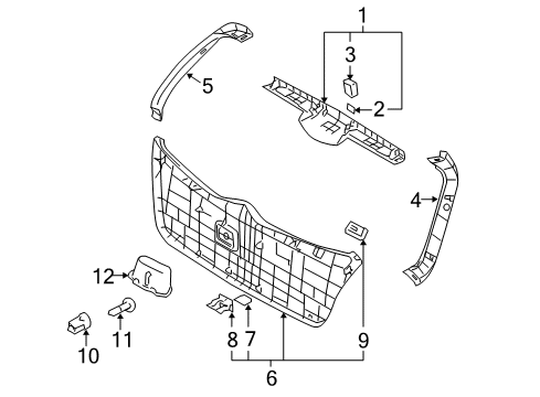 2007 Kia Rio5 Interior Trim - Lift Gate Grommet-Tail Gate Trim Panel Mounting Diagram for 81758-22200