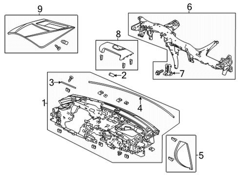 2022 Acura TLX Cluster & Switches, Instrument Panel Hood (Deep Black) Diagram for 77202-TGV-A02ZA