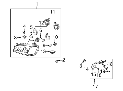 2005 Hyundai XG350 Headlamps Screw-Machine Diagram for 12201-05121