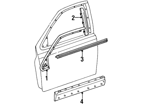 2001 Lincoln Continental Exterior Trim - Front Door Rear Molding Diagram for F8OZ-5420555-AAA