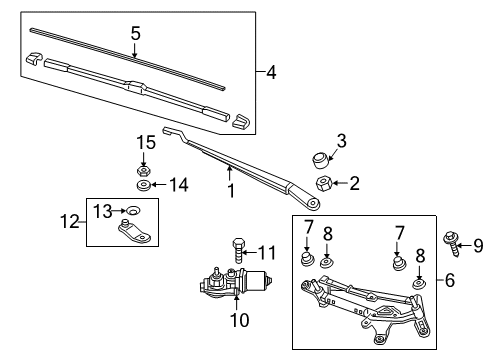 2019 Honda Fit Wiper & Washer Components Link, FR. Wiper Diagram for 76530-T5R-A01