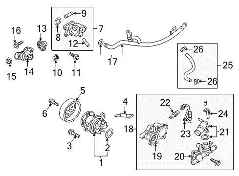 2019 Hyundai Elantra Powertrain Control Pump Assembly-Coolant Diagram for 25100-03800