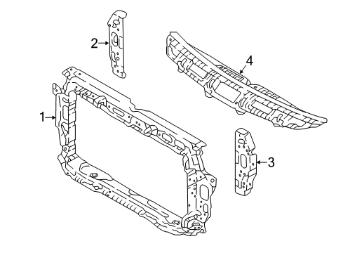2019 Kia Rio Radiator Support Carrier Assembly-Front End Diagram for 64101H9000