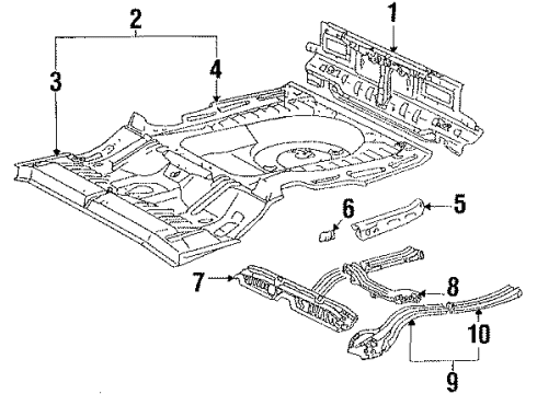 1990 Toyota Camry Rear Body Front Floor Pan Diagram for 58201-32030