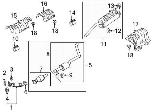 2020 Kia Rio Exhaust Components Front Muffler Assembly Diagram for 28610H9300