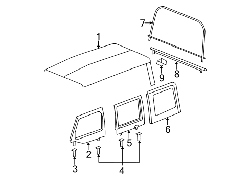 2010 Jeep Wrangler Top Cover & Components GROMMET-Door Window STABILIZER Diagram for 1CS89XDVAC