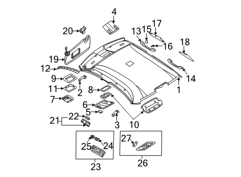 2002 BMW 325i Interior Trim - Roof Interior Reading Light, Rear Centre Diagram for 63316961998