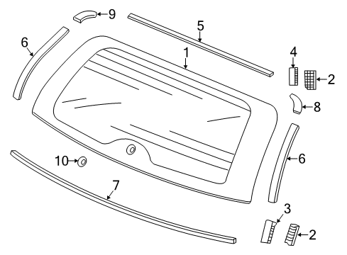 2012 Honda CR-V Lift Gate - Glass & Hardware Rubber, Windshield Dam Diagram for 73227-T0A-000
