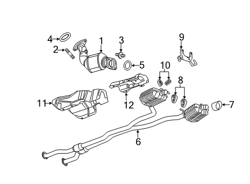 2012 Cadillac CTS Exhaust Components Muffler & Pipe Diagram for 20945125