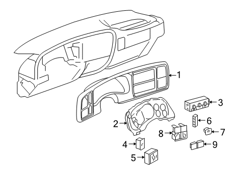 2006 Chevrolet Silverado 1500 Cluster & Switches Switch Diagram for 19259313