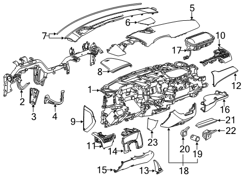 2018 Chevrolet Suburban Instrument Panel Lower Insulator Diagram for 20944557