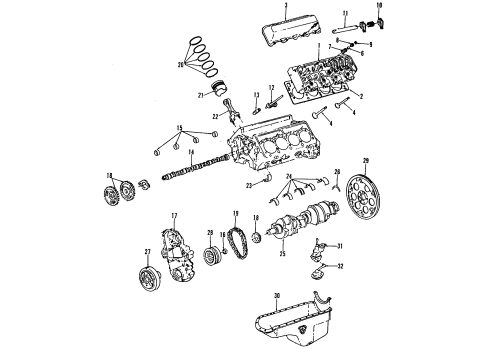 1991 Chevrolet C3500 Engine Parts, Mounts, Cylinder Head & Valves, Camshaft & Timing, Oil Pan, Oil Pump, Crankshaft & Bearings, Pistons, Rings & Bearings Rear Main Seal Diagram for 23503969