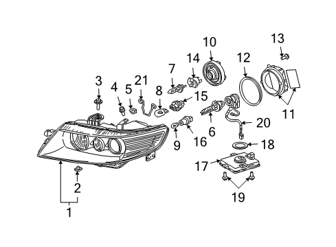 2006 Acura TSX Bulbs Igniter, Hid Diagram for 33129-SEA-003