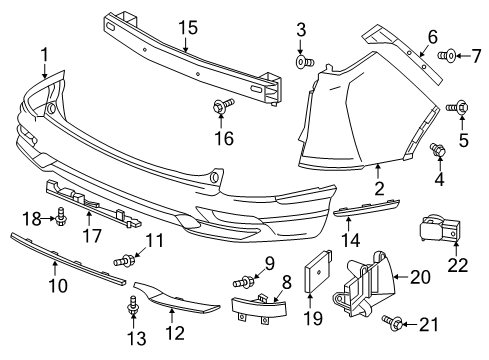 2020 Honda CR-V Rear Bumper Molding, R. RR. Bumper Side Diagram for 71514-TLA-A01
