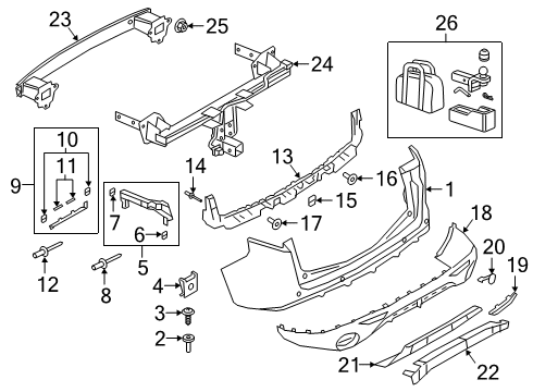 2018 Alfa Romeo Stelvio Bumper & Components - Rear Plug-Rear FASCIA Diagram for 68201852AA