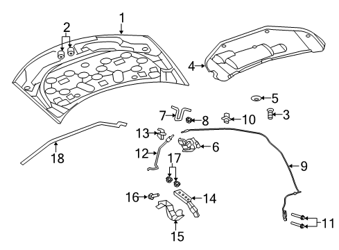 2013 Dodge Avenger Hood & Components SILENCER-Hood Diagram for 68081446AA