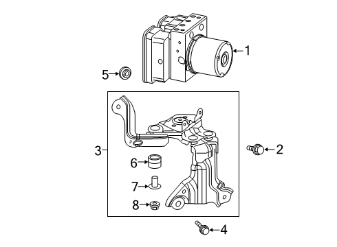 2021 Toyota RAV4 ABS Components Mount Bracket Collar Diagram for 44521-33020