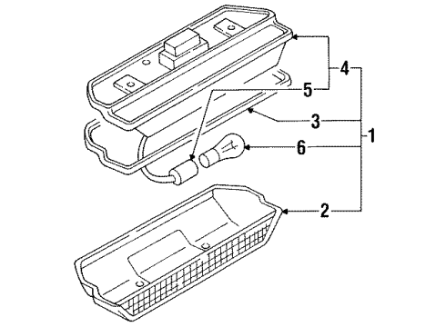 1990 Nissan Pulsar NX Bulbs Lamp Assembly-Stop Black Diagram for 26590-85M00