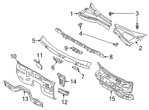 2022 Ford Police Interceptor Utility Cowl Dash Panel Reinforcement Diagram for L1MZ-78016A22-A