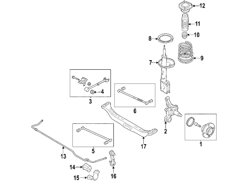 2004 Kia Spectra Rear Suspension Components, Stabilizer Bar Carrier Assembly-Rear Axle Diagram for 527602F010