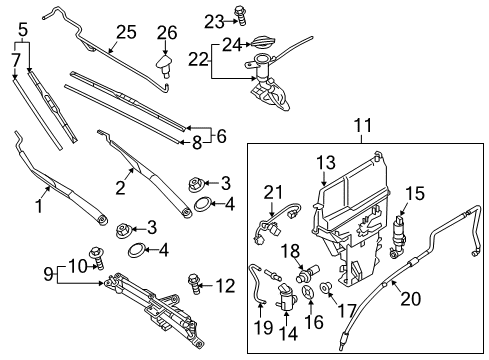 2020 Genesis G80 Wiper & Washer Components Funnel-Front Washer Reservoir Diagram for 98622-B1300