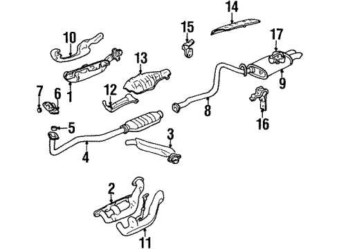 1992 Buick Skylark Exhaust Components Muffler Assembly W/Tailpipe Diagram for 22552905