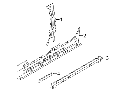 2020 BMW 330i Center Pillar & Rocker SIDE MEMBER, INNER LEFT Diagram for 41007487323