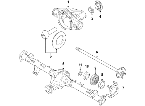 2015 Nissan Titan Rear Axle, Differential, Propeller Shaft Axle Assy-Rear W/O Brake Diagram for 43003-9FG0A