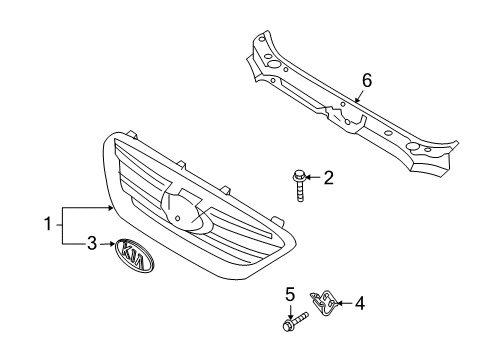 2008 Kia Rondo Grille & Components Guard-Radiator Grille Upper Diagram for 863611D050